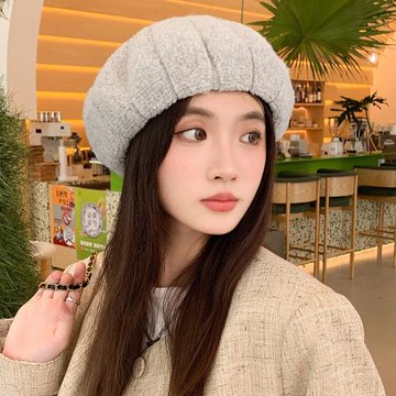 Acorn*橡果-日系毛絨貝蕾帽畫家帽南瓜帽遮陽帽八角帽1753(灰色)