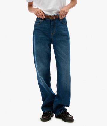 Superdry Women's Organic Cotton High Rise Wide Leg Jeans Blue Size: 32/32