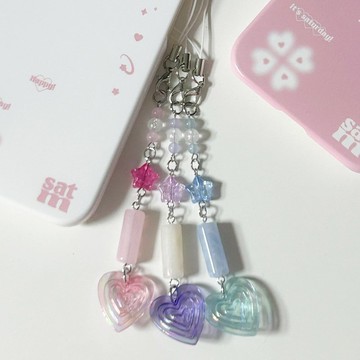 糖果愛心光束珠飾鑰匙圈