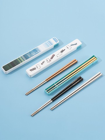 304不銹鋼筷子一雙收納盒成人兒童學生便攜餐具單人一人