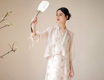 新中式 中國風改良漢服仙氣薄紗 吊帶/外披