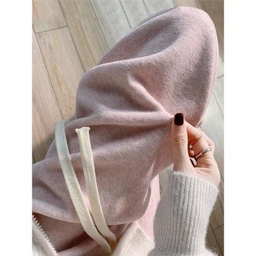 針織窄版闊腿褲女春秋新款高腰垂感直筒拖地長褲休閑加絨糯米褲