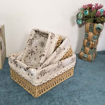 草編收納筐紙柳藤編收納籃桌面收納盒化妝品茶幾鑰匙收納箱迷你號