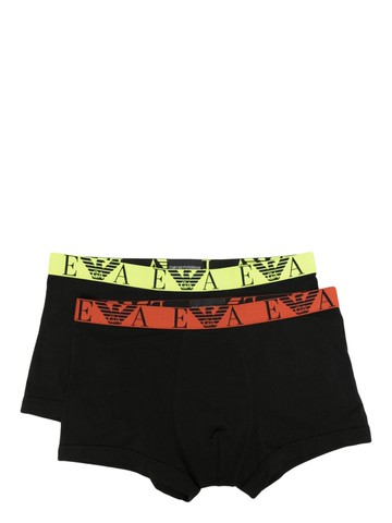 Emporio Armani - logo-waist boxer briefs (pack of two) - men - Cotton/Elastane/Cotton/Elastane - M - Black