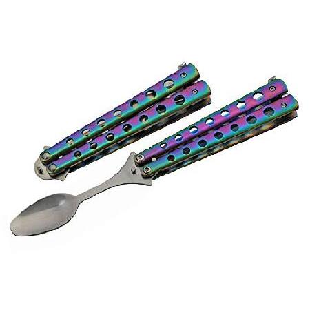 9” Rainbow-Finished Butterfly-Open Styled Travel Camping Spoon