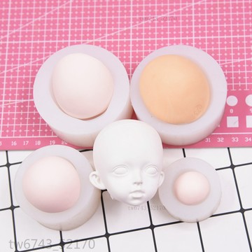 4分6分8分正比矽膠臉模超輕粘土翻糖臉部後腦勺模具全頭矽膠模具 翻糖模具 黏土工具