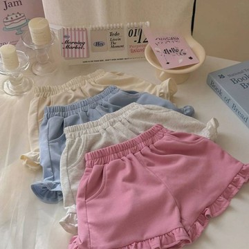 mori🎀mori可愛荷葉邊短褲女童夏季新款韓版甜美百搭幼兒園寶寶熱褲五分褲