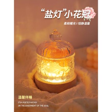 鹽燈小夜燈臥室睡眠2022網紅床頭燈臺燈香薰氛圍燈ins風女生創意