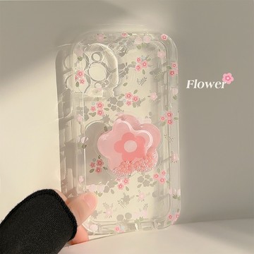 台灣出貨❤粉碎花流沙支架14promax蘋果手機殼13透明iphone15適用11多巴胺16