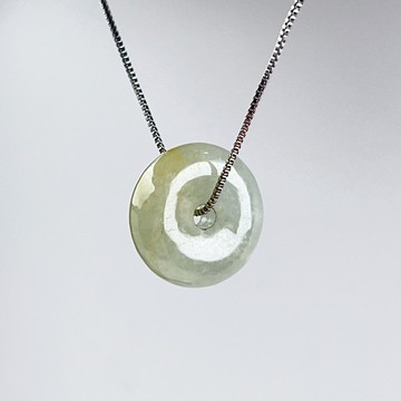 【願‧平安】冰飄黃翡翠平安扣項鍊 | 天然緬甸玉A貨翡翠 | 送禮