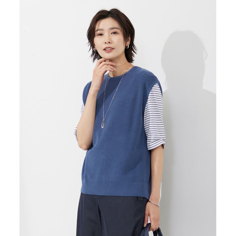 オンワード】 J.PRESS LADIES S>トップス 【洗える】コットンアセテート畦 ニットベスト ダルブルー S レディース |  LINEショッピング