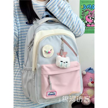 日系ins高顏值少女書包 百搭初中女生高中生大容量雙肩包電腦背包