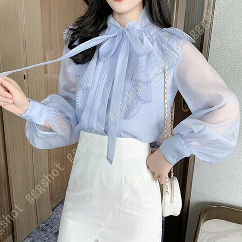 ブラウス レディース トップス 長袖 花柄 ハイネックブラウス スーツインナー 大人 シフォンブラウス ボウタイ シャツ エレガント フリル 立ち襟 通販 Lineポイント最大0 5 Get Lineショッピング