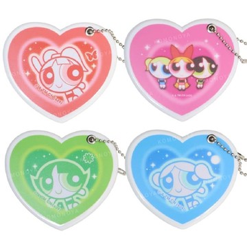 小禮堂 飛天小女警 造型樹脂隨身鏡吊飾 (愛心款) 花花 泡泡 毛毛