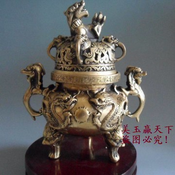 純黃銅香爐 純黃銅小天狗爐 銅盤香爐 銅香爐 銅爐 三腳爐