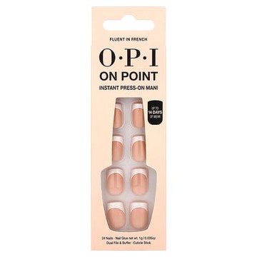 OPI, On Point，即時貼片美甲，短款，流利法語，27 件套