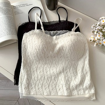 【HARPER】優雅蕾絲接紗磨毛bra top | 現貨 保暖 bra top 磨毛【UWC78553J】