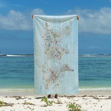 潛水勝地世界地圖毛巾