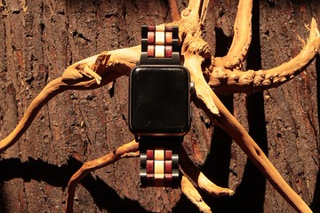 香港手作不銹鋼邊木製錶帶 (智能錶及 Apple Watch 適用)