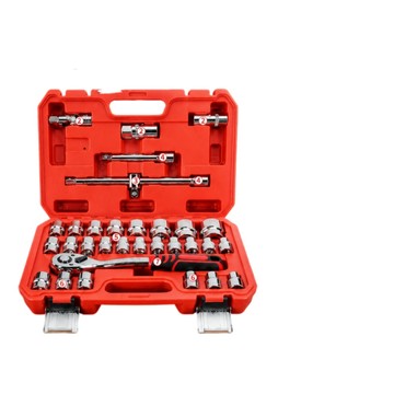 多件式工具組 【銳達】汽修工具套裝 升級72齒彎柄汽修32件套 扳手套筒 棘輪汽車維修組合 修車箱 多功能箱