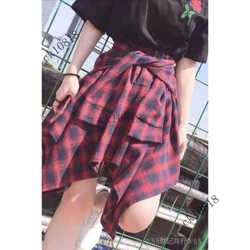 ✨可開發票#新款格子短裙韓版百搭春鞦季不規則鬆緊裙高腰學生襯衫裙子舞蹈女#免運費