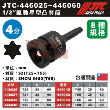 【YOYO汽車工具】 1/2" 氣動星型凸套筒 4分 四分 氣動 星型 套筒 凸套筒 JTC J408T T40 T45