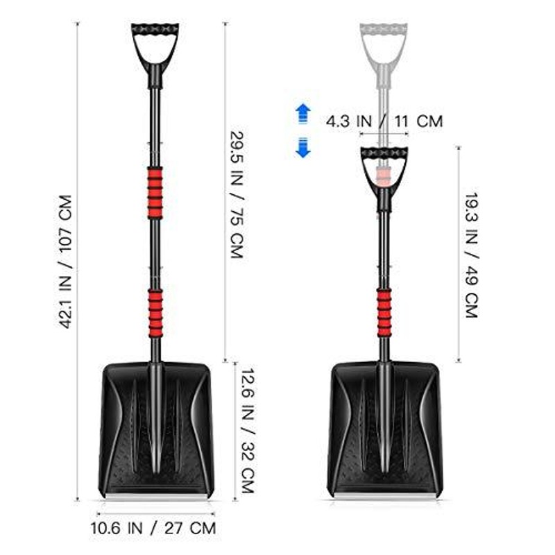 パーティを彩るご馳走や スノーシャベル 雪かき 伸縮式 最長120cm 車載スコップ アウトドア