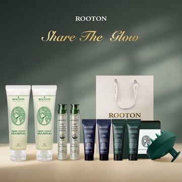 快速出貨【ROOTON】天秤座專屬養護！甦活植萃洗髮精50ml x2+奇蹟復甦精萃綠瓶13mlx2+海藻洗髮精10ml x2+護髮素10ml x2 +頭皮按摩梳+燙金禮袋