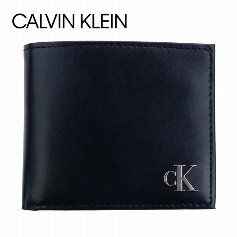 カルバンクライン 財布 二つ折り Calvin Klein ブラック 31KJ130003 001 BLACK 折財布 レザー 本革 CK  ロゴプレート ミニ財布 コンパクト | LINEブランドカタログ