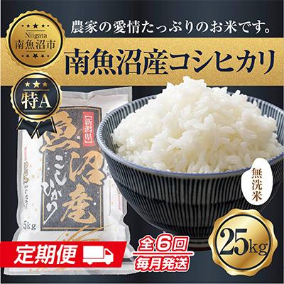 ふるさと納税 南魚沼市 無洗米 南魚沼産 コシヒカリ お米 25kg 精米 (美味しい炊き方ガイド付)全6回