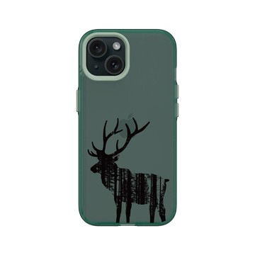 iPhone 15 Clear 憂墨綠 - Animal Silhouette / 動物剪影 - 麋鹿2