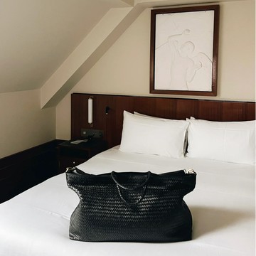 紐約 Bembien 法式優雅 Le TRAVELER 皮革編織旅行提袋 黑