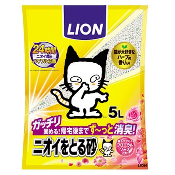 LION 獅王 超凝結除臭貓砂 花木香 礦物質  5L  1袋