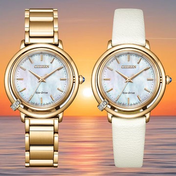 CITIZEN 星辰 L系列 唯美悸動真鑽白蝶貝光動能女錶/31.2mm(EM1093-61D)