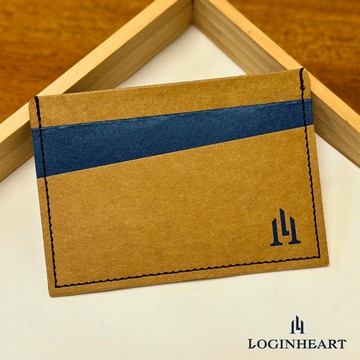 LOGINHEART｜條紋棕藍 多功能紙革卡夾 附贈禮盒 名片夾 五個卡層 綠色時尚 環保  台灣職人手作 質感