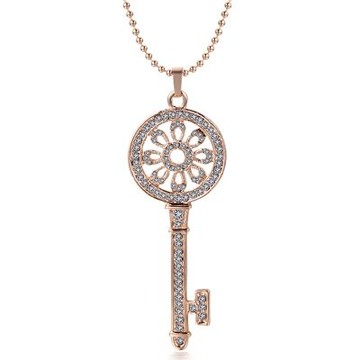 鑲鑽項鍊 毛衣鍊-精緻俐落鑰匙設計女飾品73fv22【獨家進口】【米蘭精品】