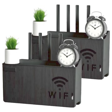 WIFI路由器收納盒 Set 2  尺寸 24.5cm x 6cm x 14.5cm  材質 PP  典雅黑  1組
