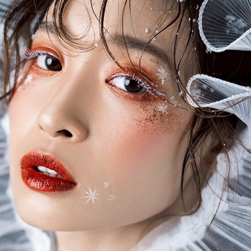 圣誕節臉部眼妝創意雪粉妝容白色仿真雪花亮片貼紙睫毛膏眼線筆
