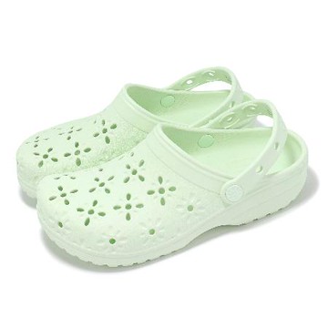 Crocs 洞洞鞋 Classic Floral Cut Out 男鞋 女鞋 淺綠 花蕊克駱格 休閒鞋 卡駱馳 2109273YH