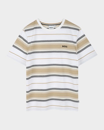 Boy's Short-Sleeve Cotton Jersey Stripe T-Shirt, Size 6-12