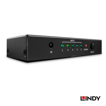 LINDY 林帝 HDMI 2.0 4K/60Hz 18G 5進1出 切換器 (38233)