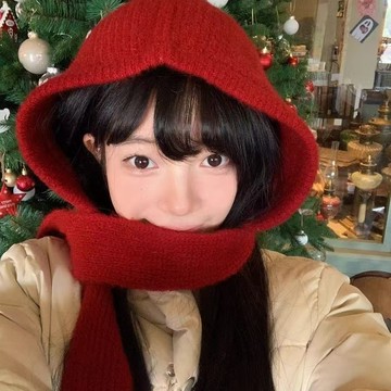 免運💯新年紅色拉法帽子 圍脖一體秋冬針織秋冬季巴拉剋毛綫帽保暖護耳 加大保暖圍巾 圍巾 圍巾男 圍巾女 男生圍巾 韓國