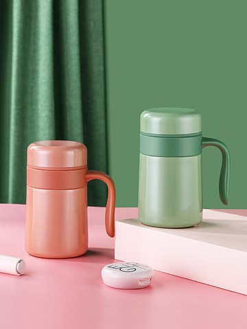 不銹鋼辦公室保溫杯便攜咖啡馬克杯女帶手柄家用水杯帶蓋泡茶杯子