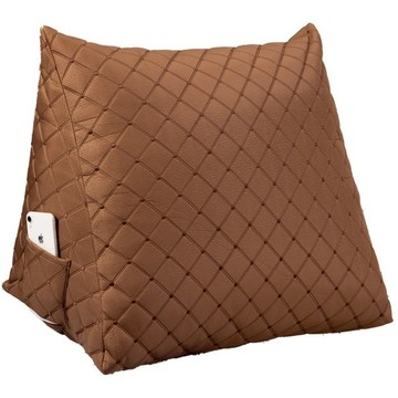 JINDACHI 金大器 緹花菱格記憶棉三角靠墊枕 高密度支撐棉 可拆卸清洗 側邊口袋設計  大型(64 x 50 x 32cm)  香檳金