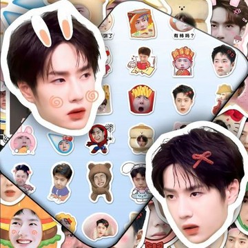 208張王一博大頭貼貼紙高顏值帥哥明星周邊可愛超萌筆記本平板diy