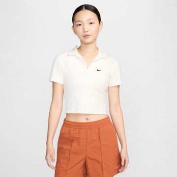 NIKE 上衣 女款 短袖上衣 運動 AS W NSW ESSNTL SS POLO CRP TO 白 DV7885-133(3S4371)