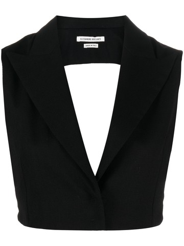 ALESSANDRO VIGILANTE - cropped open-back gilet - women - Virgin Wool/Cotton/Cupro - 42 - Black