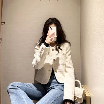 小香風白色名媛高級感短款外套