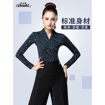 超舒服的面料丹寶羅拉丁舞服女士木蘭棉國標舞跳舞舞蹈服長袖上衣