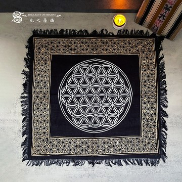 [光之薩滿] 生命之花黑色祭壇布 46cm*46cm
